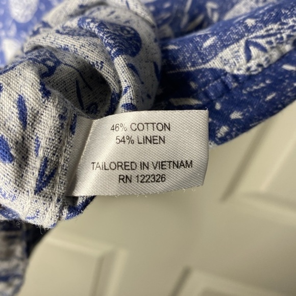 J. Hilburn Blue Tropical Print Short Sleeve Button Down - Picture 6 of 10